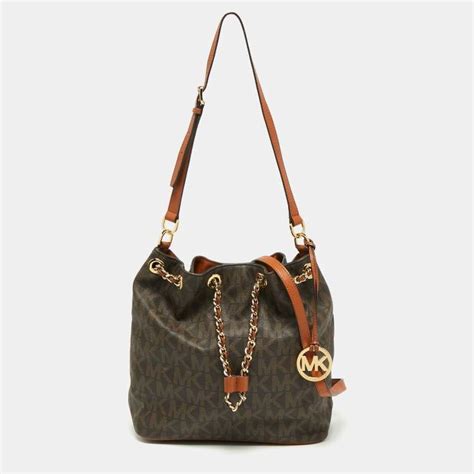 Michael Kors Frankie Drawstring Crossbody Small Signature Brown